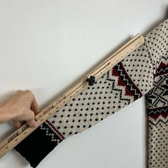 Vintage Alma Men’s Small Oversized Nordic 100% Wool Pullover Sweater 1/4 Zip - Picture 7 of 12